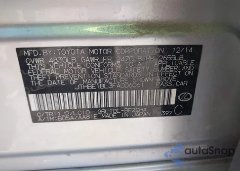 2015 Lexus Gs 350 z USA, uszkodzony, nr VIN JTHBE1BL3FA006061